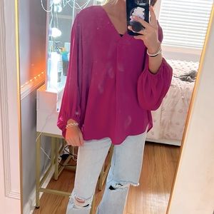 Purple, long bubble sleeve shirts from JODIFL